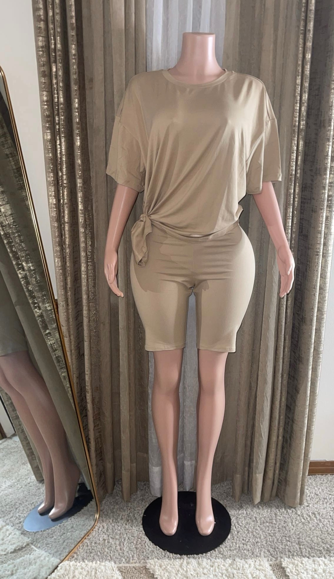 Biker Short Set "Plus Size" TAUPE