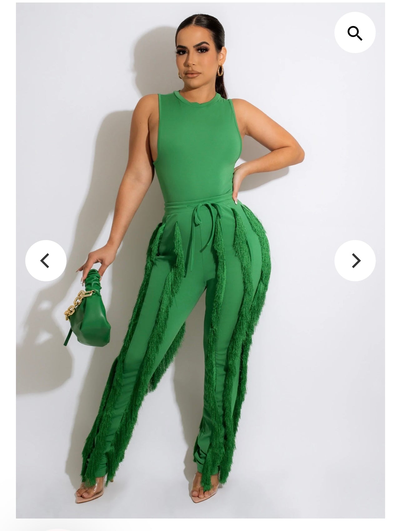 Sleeveless Fringe Pants Set