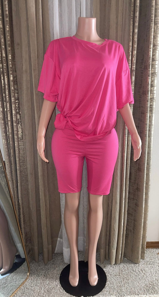 Biker Short Set "Plus Size" PINK