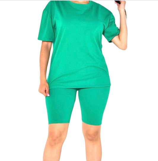 Basic Short Set "Plus Size" KELLY GREEN