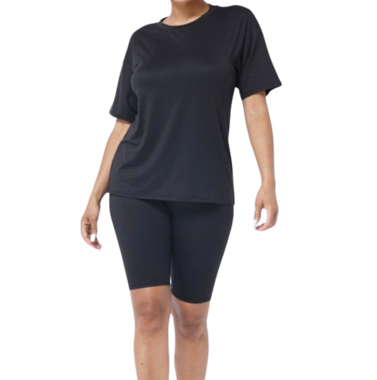 Basic Short Set "Plus Size" BLACK